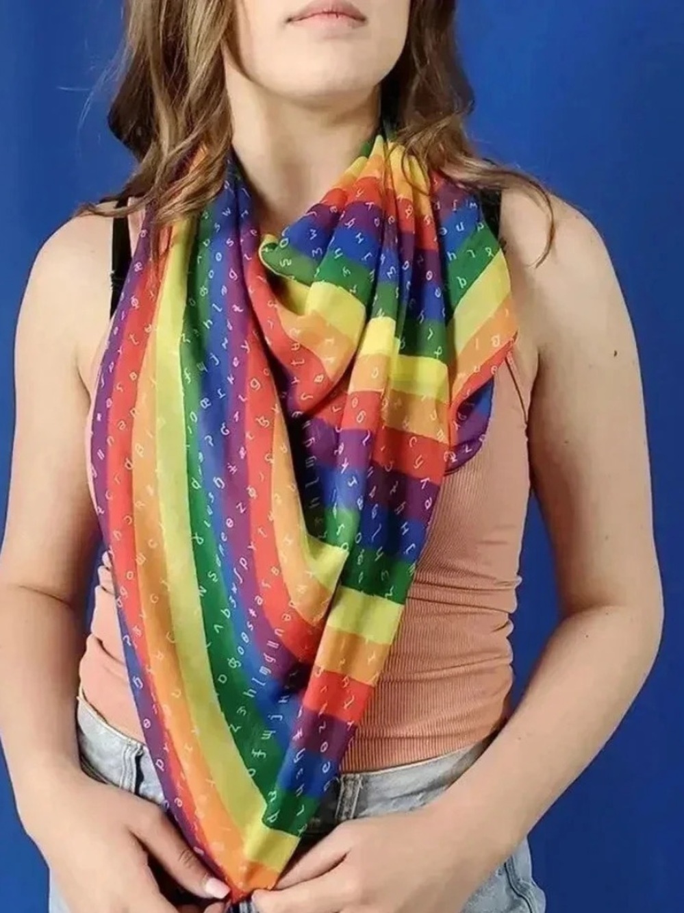 Rainbow Stripe Lightweight Scarf - Multicolor